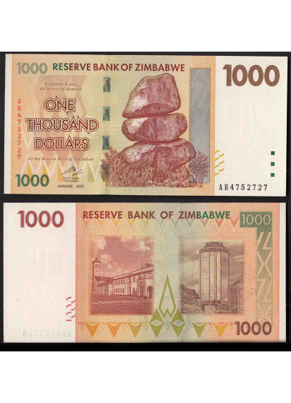 ZIMBABWE 1000 Dollars 2007 Fds